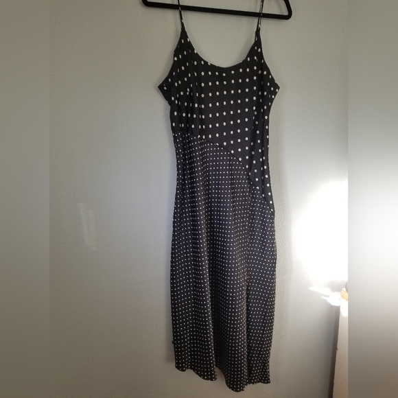 Women's Midi Slip Dress - A New Day Black Polka Dots L - Picture 6 of 6